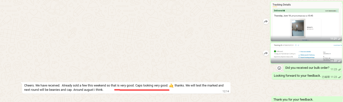 Real customer feedback after receiving custom hats