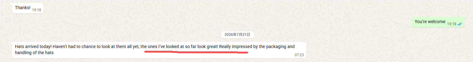 Real customer feedback after receiving custom hats
